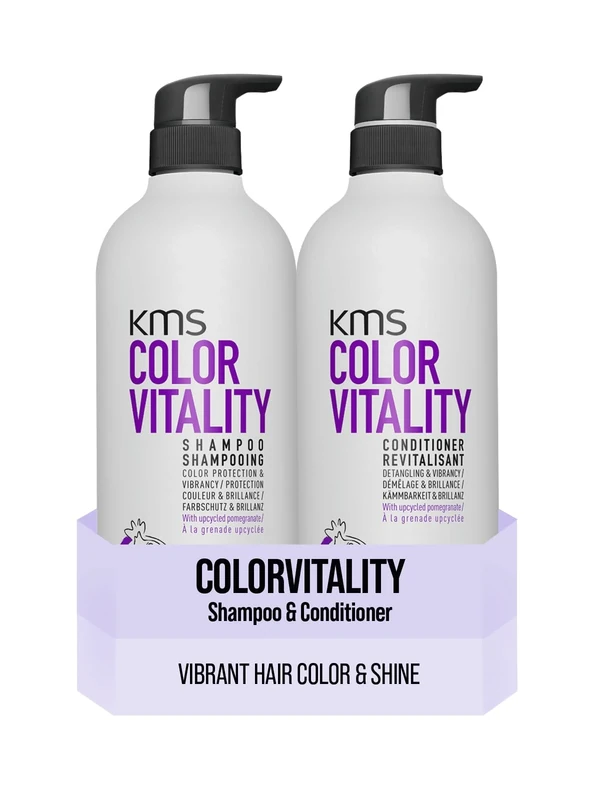 KMS ColorVitality Shampoo 750ml & KMS ColorVitality Conditioner for Coloured Hair, 750ml Bundle - Color Protection, Shine, Hydration, with Upcycled Pomegranate, Vegan Formula