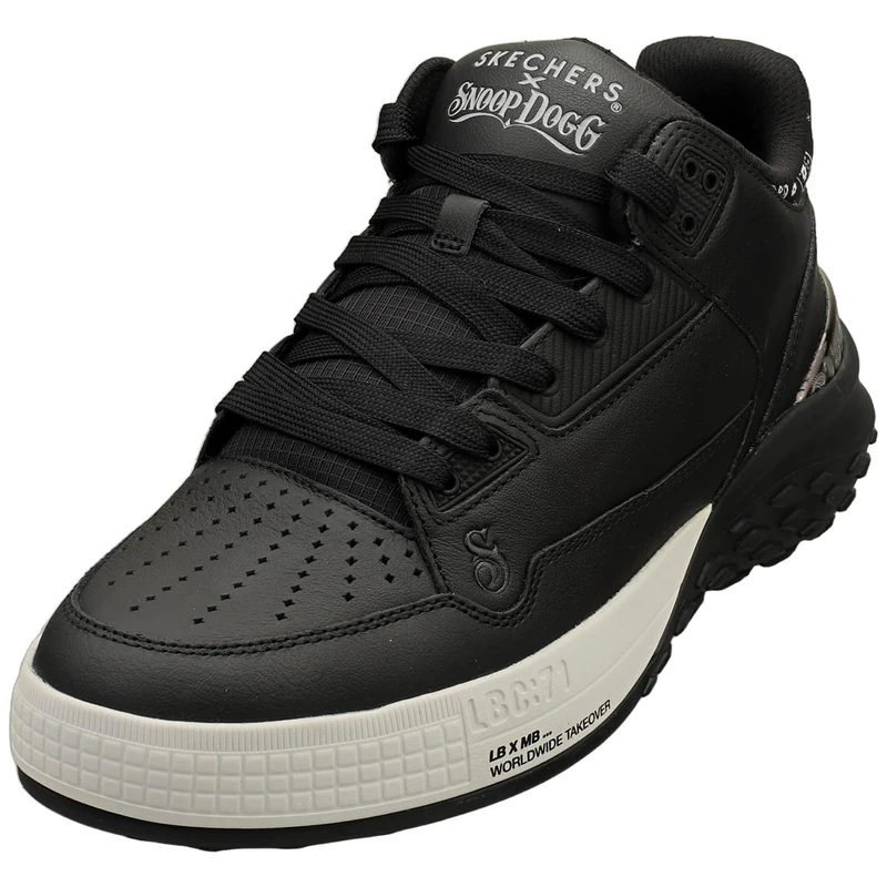 Skechers Men's Sizzle Buckets Og Sneaker, Black Leather/Bandana Print Mesh, 12 UK
