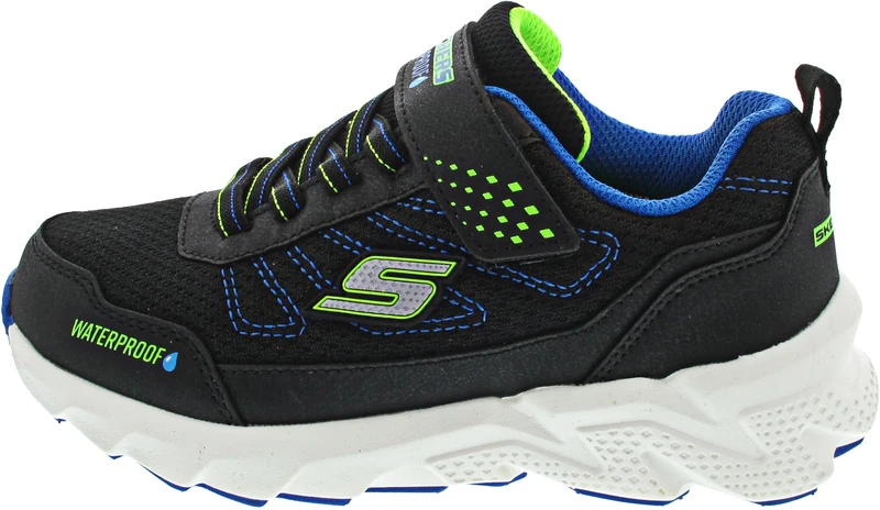 Skechers Boy's Elite Sport Tread Aquavek Sneakers, Black Synthetic/Textile/Blue & Lime Trim, 3 UK Child