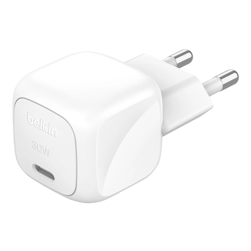 Belkin BoostCharge 30W Mains Charger (Compact and Portable, USB-C Power Delivery, for all iPhone 16, 15, 14, 13, Samsung Galaxy S24, S23, iPad, AirPods, Tablets, etc., White)