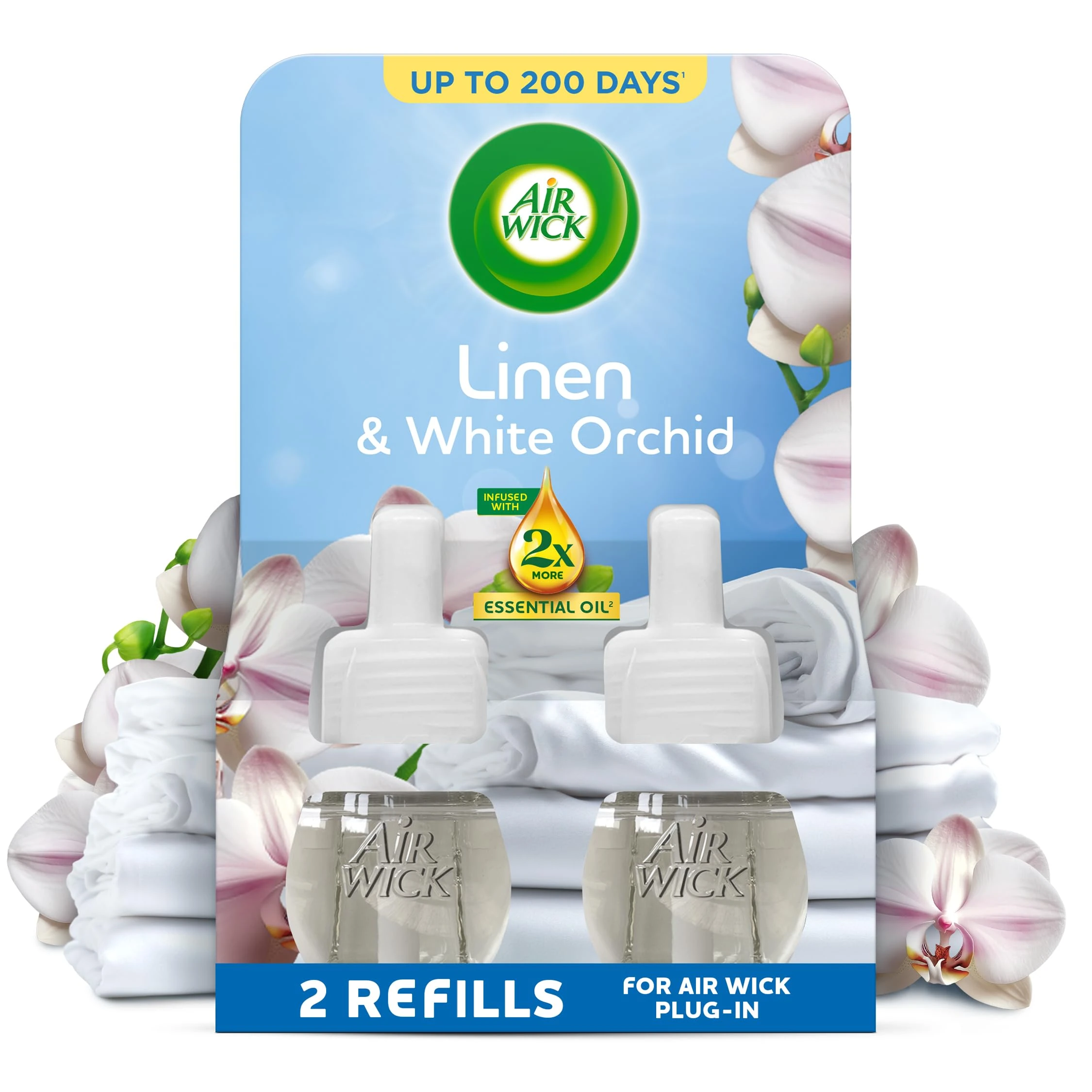 Air Wick Linen & White Orchid Liquid Electrical Twin Refill 19ml, Lasts for up to 100 days per refill, Air Freshener