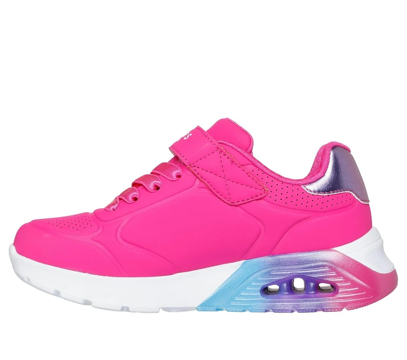 Skechers Girl's Uno Lite 2.0 Vivid Metallic Sneakers, Hot Pink Synthetic/Multi Trim, 1.5 UK Child