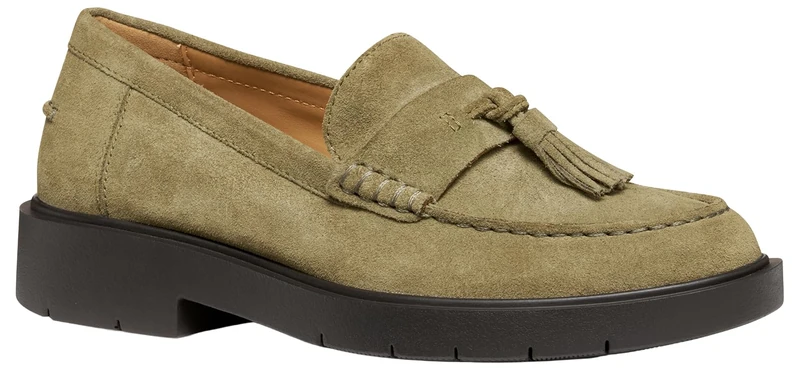 Geox Women D Spherica Ec1 Loafer, Green, 6.5 UK