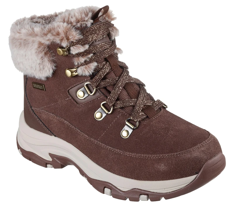 Skechers Women's Trego Snow Worries Boots, Chocolate Suede/Duraleather/Faux Fur, 7 UK