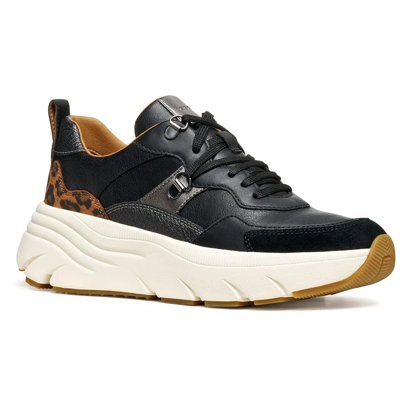 Geox Woman D Diamanta Sneakers Black/Cognac 36 EU