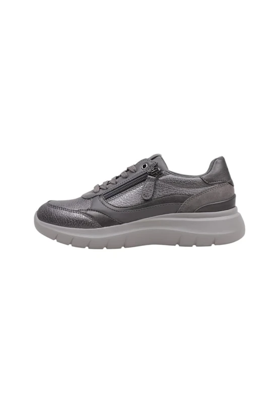 Geox Women D Plummery Sneaker, Gray, 4 UK