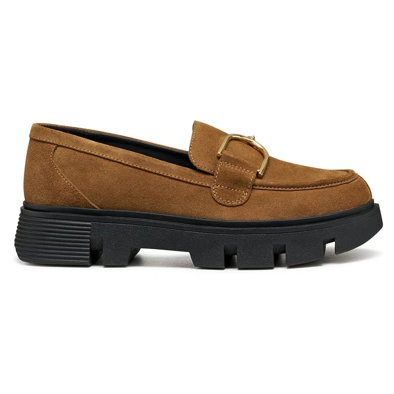 Geox Women D Vilde Loafer, Brown, 5 UK