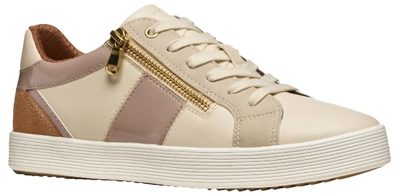 Geox Womens Dblomiee Sneaker, Beige, 2.5 UK