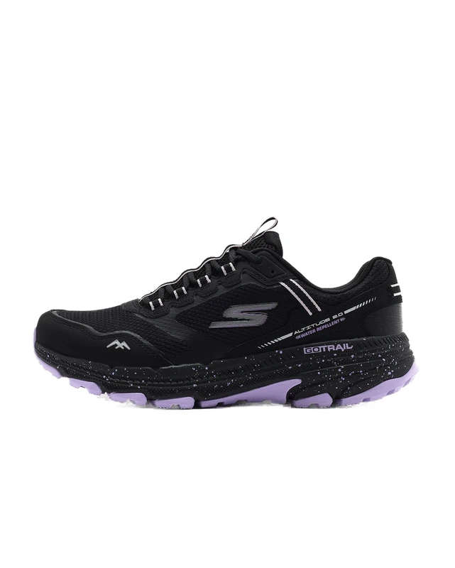 Skechers Women's Go Run Trail Altitude 2.0 Ravine Trekking Low Cut Shoes, Black Leather/Lavender Trim, 3.5 UK