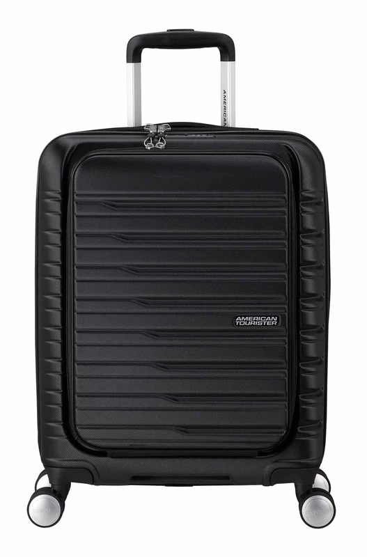 American Tourister Flashline - Spinner S, Hand Luggage with Front Loading, 55 cm, 34 L, Black (Shadow Black)