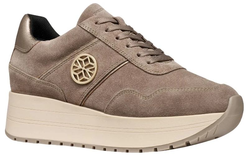 Geox Womens Dnewkency Sneaker, Beige, 3 UK