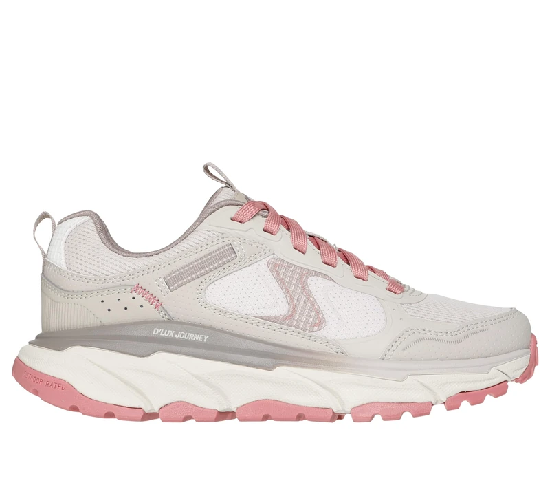 Skechers Women's D'Lux Journey Franconia Hiking Shoe, Natural Leather/Textile/Pink Synthetic, 7 UK