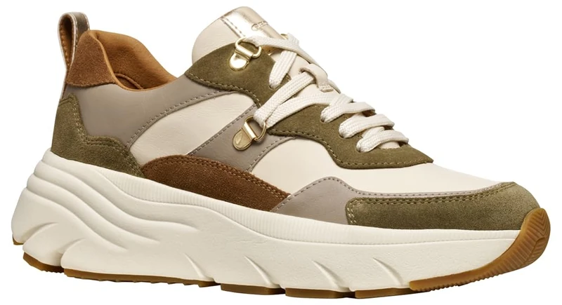 Geox Womens Ddiamanta Sneaker, Beige, 3 UK