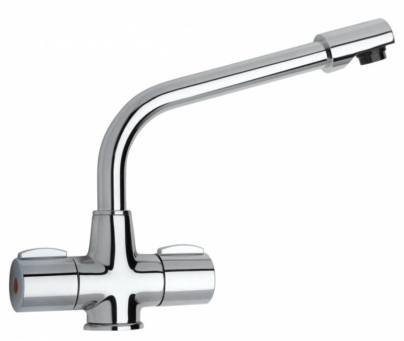 Kitchen Sink Mixer Tap with Swivel Spout, Twin Handles in Chrome by Piralla