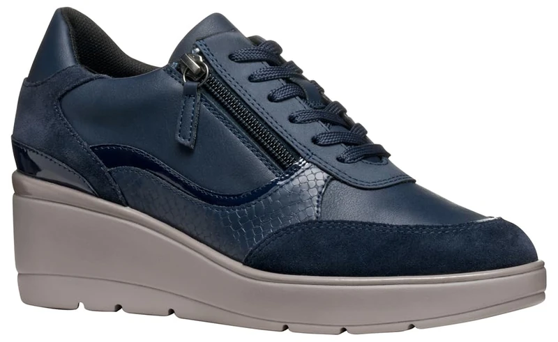 Geox Women's D Ilde Trainers, Blue, 8 UK