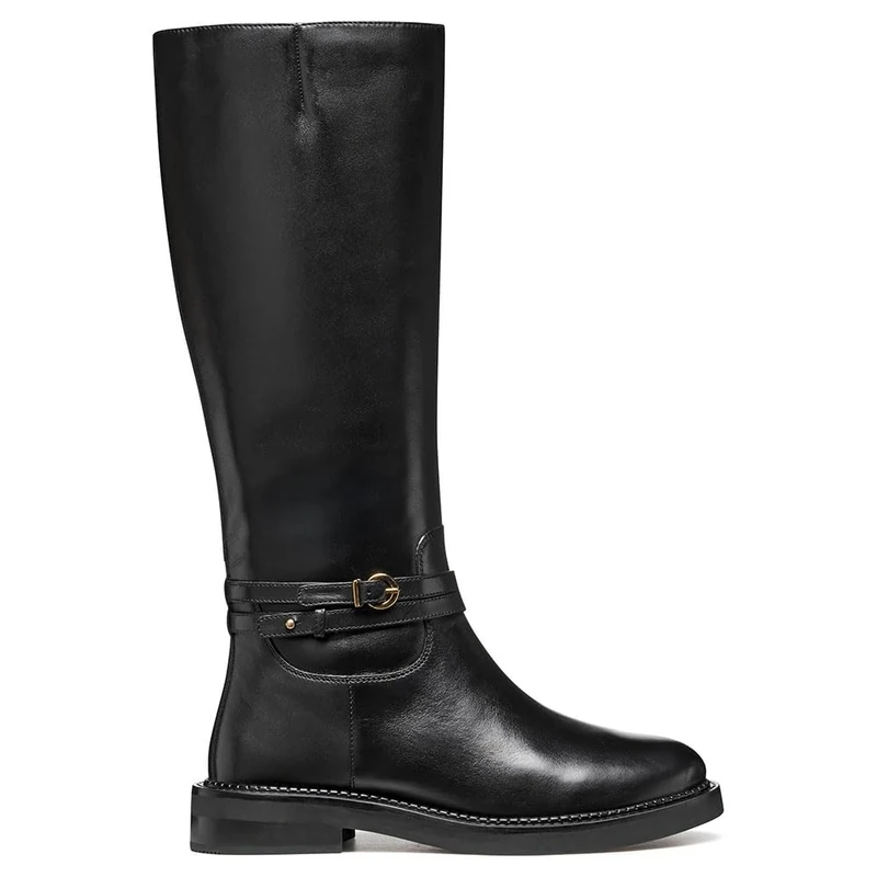 Geox Women D Serilda Knee high Boot, Black, 6.5 UK