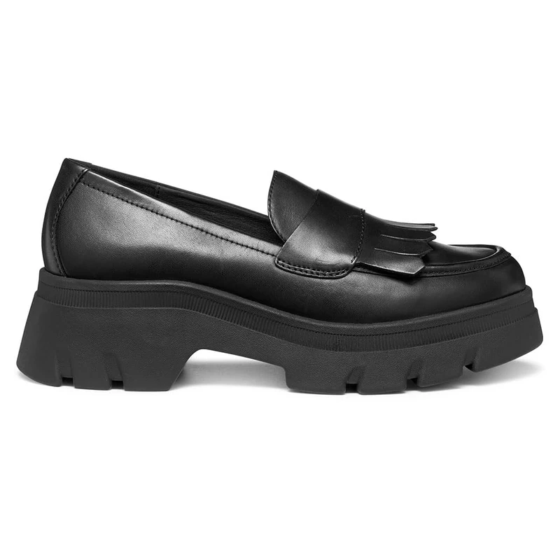 Geox Women D Pluette Loafer, Black, 5 UK