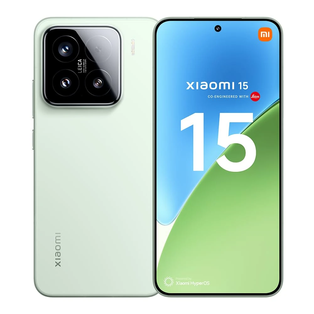 Xiaomi 15 Smartphone, 12+256GB, Green, 50MP Leica main camera, 5240mAh battery, 90W HyperCharge, HyperAI (No power adapter included)
