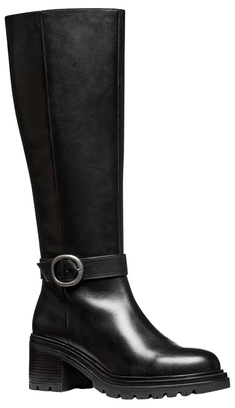 Geox Women D Damiana Knee high Boot, Black, 3.5 UK