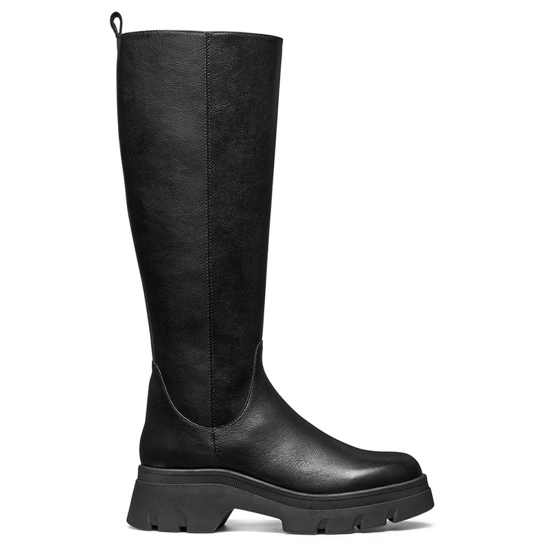 Geox Women's D Pluette Knee High Boot, black, 7 UK