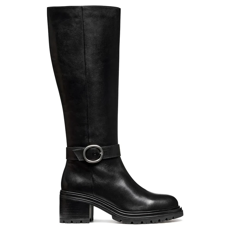 Geox Women D Damiana Knee high Boot, Black, 6.5 UK