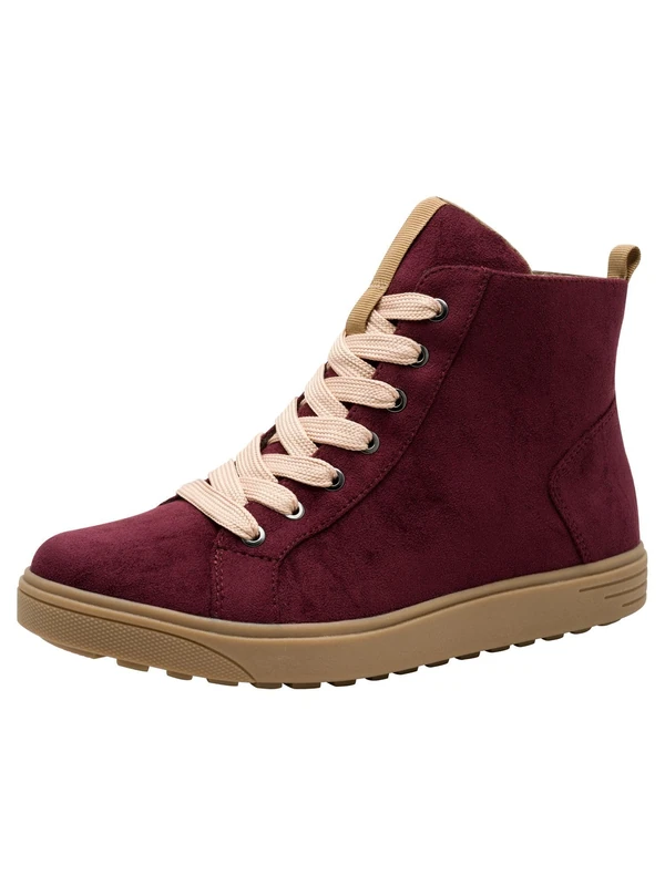 Jana Women’s High Sneakers with Laces Vegan, Bordeaux, 4 UK