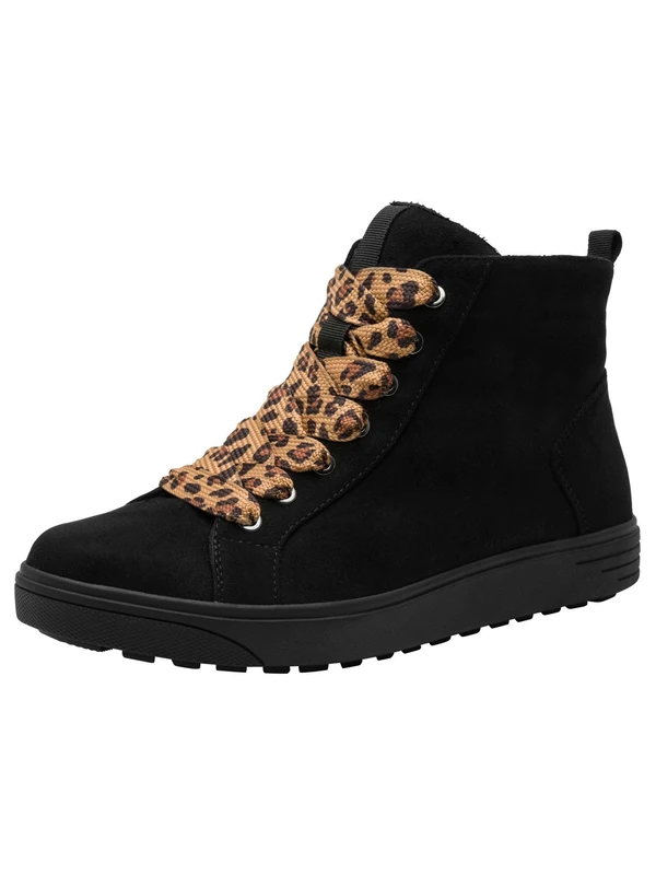 Jana Women’s High Sneakers with Laces Vegan, Black, 4 UK