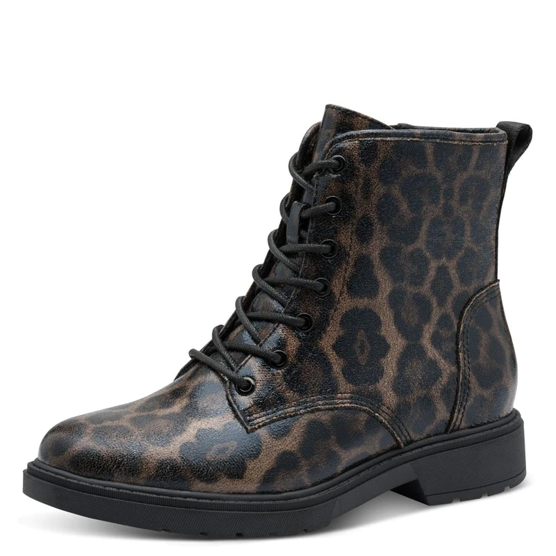 Jana Women’s Lace-Up Ankle Boots Vegan, Dark Leopard, 5 UK
