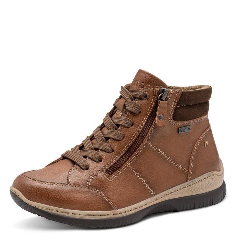 Jana Women’s High Sneakers with Zip Vegan, Cognac, 7,5 UK
