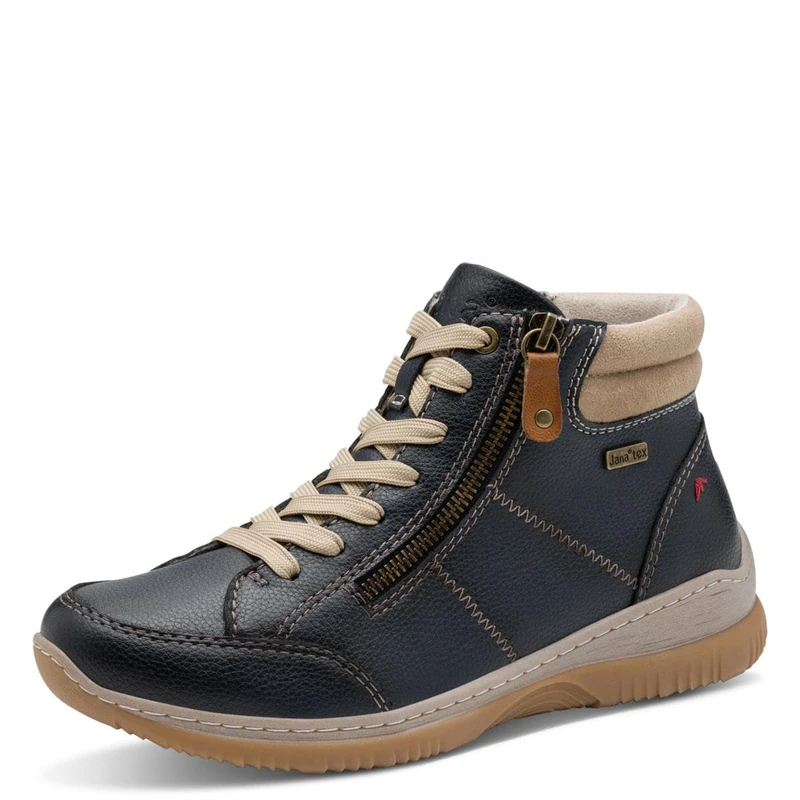 Jana Women’s High Sneakers with Zip Vegan, Navy, 4 UK
