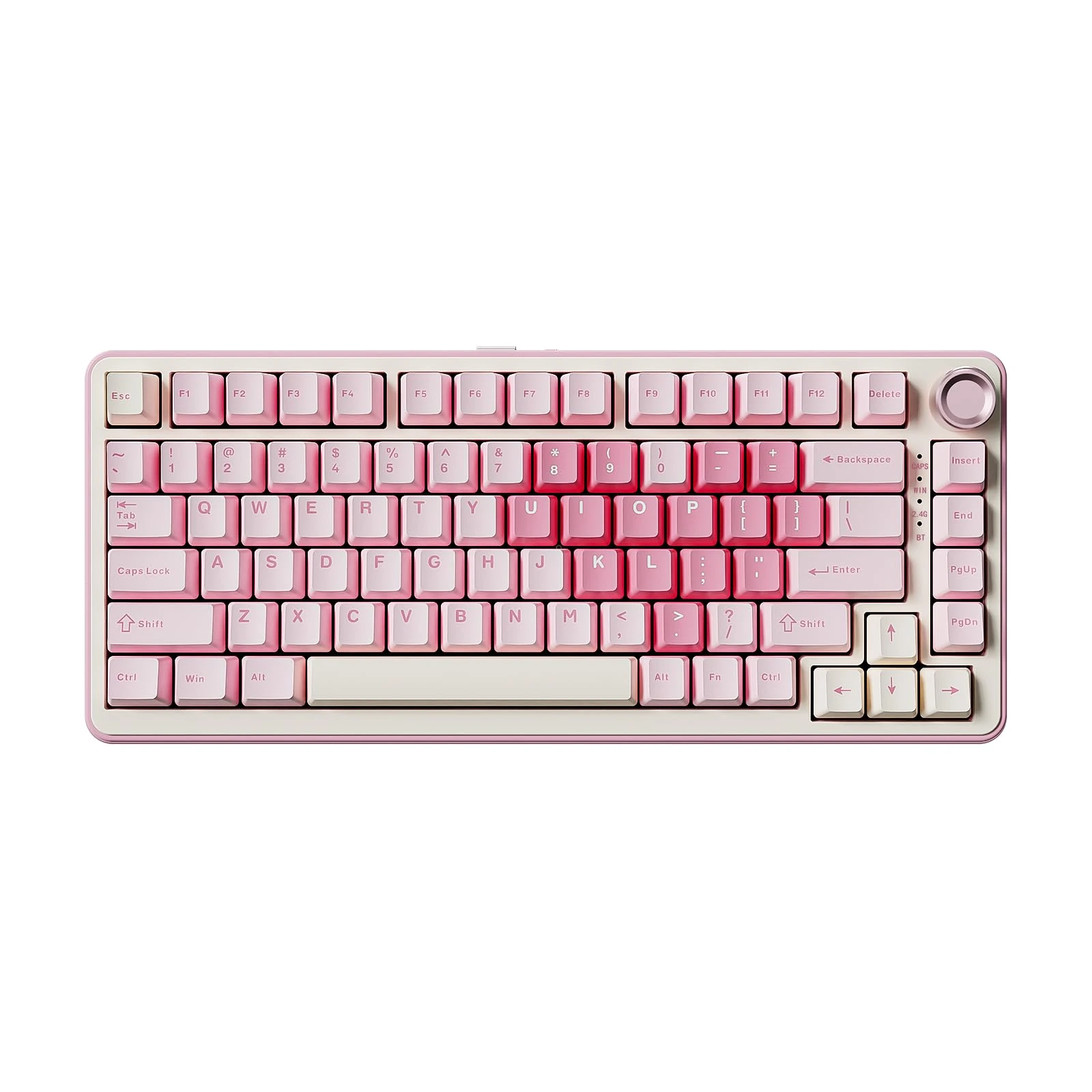 YUNZII B75 PRO Wireless Mechanical Keyboard,75% Layout with Knob,Hot Swap Gasket Custom Structure,Creamy Pre-lubed Switches,RGB Backlit,Bluetooth/Type-C/2.4G for Win/Mac(Cocoa Cream V2 Switch,Pink)