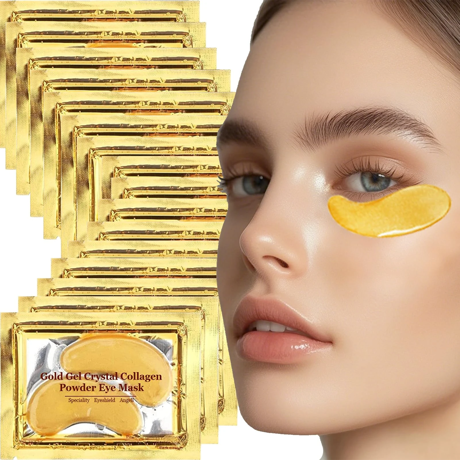16 Pairs 24K Gold Eye Mask, Collagen Eye Gel Pads Under Eye Mask Patches for Remove Eye Bags, Puffiness & Wrinkles, Anti-Aging, Hydrating & Brightening Under Eye Collagen Patches