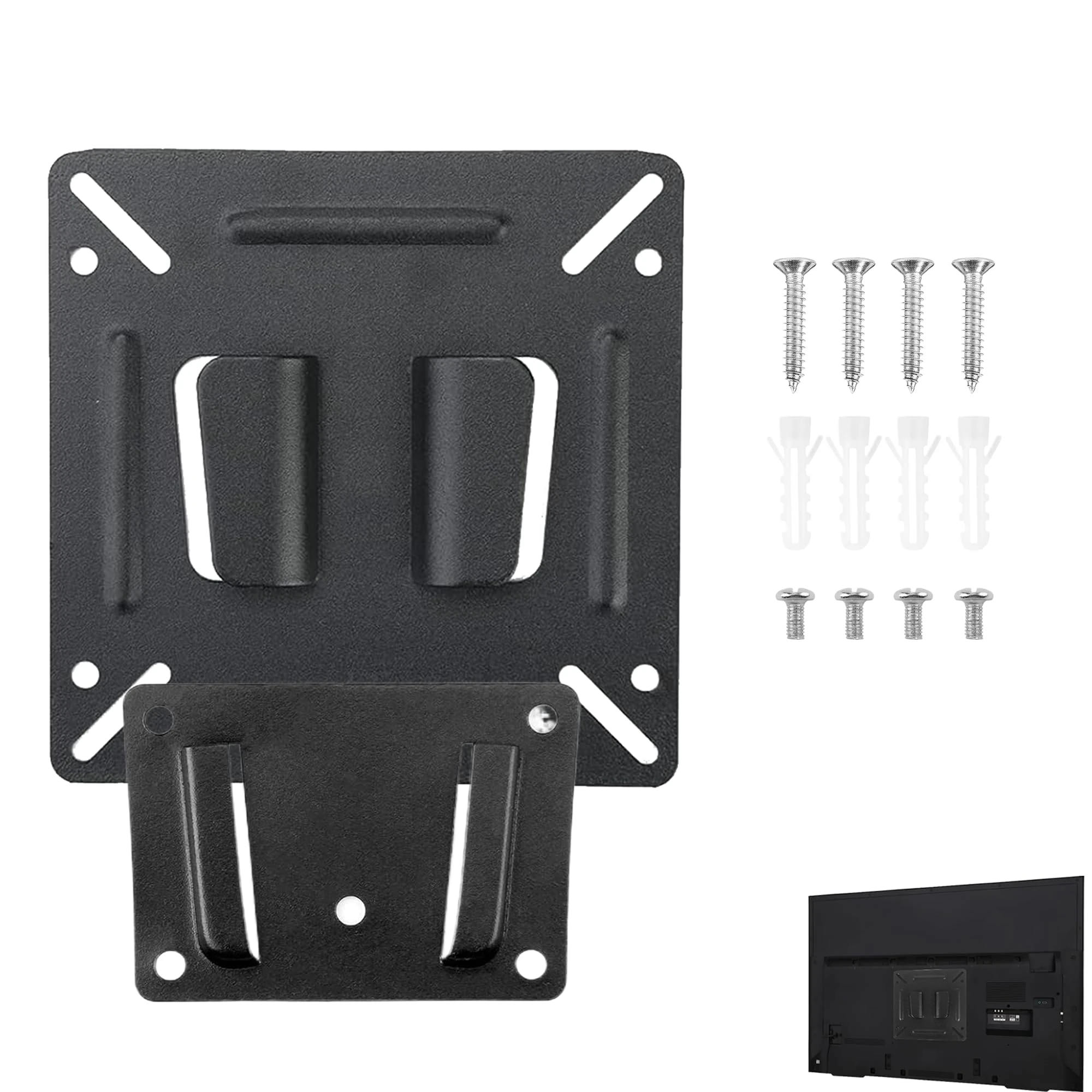Bansusu 1SET 14-27 Inch Monitor Wall Mount Ultra Slim Fixed Monitor Wall Bracket with Max VESA 100×100 mm for Most 14-27 inch LED/LCD/OLED/Plasma TV up to 30lbs