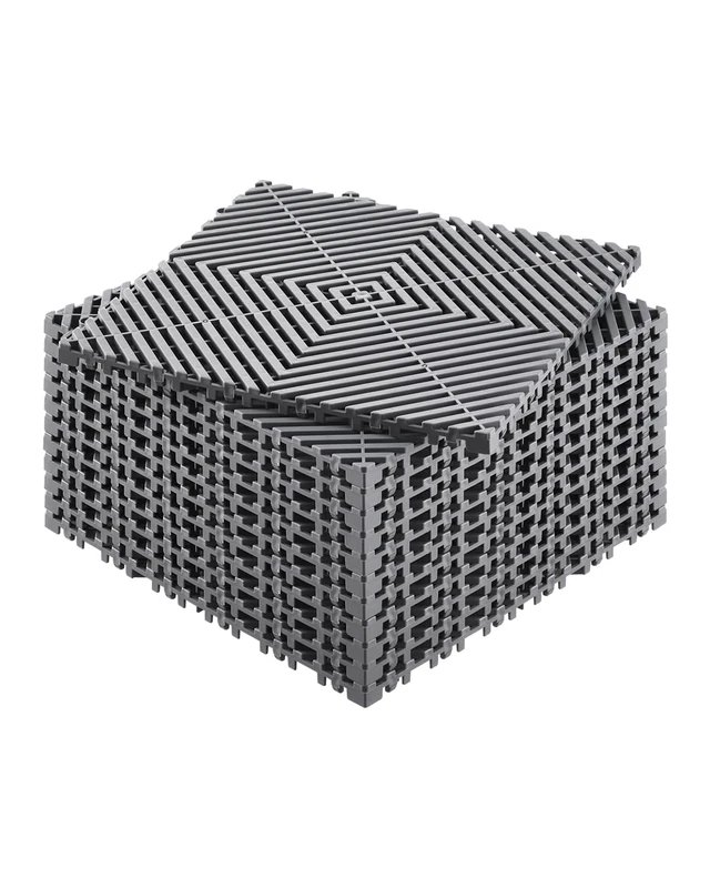 VEVOR Interlocking Drainage Mat, 12” x 12” Modular Interlocking Cushion, 40 Pcs Splicing Drainage Mats, Non-Slip Black PP Drainage Floor Tile and Shower Mat, for Garage, Garden, Kitchen & Outdoor