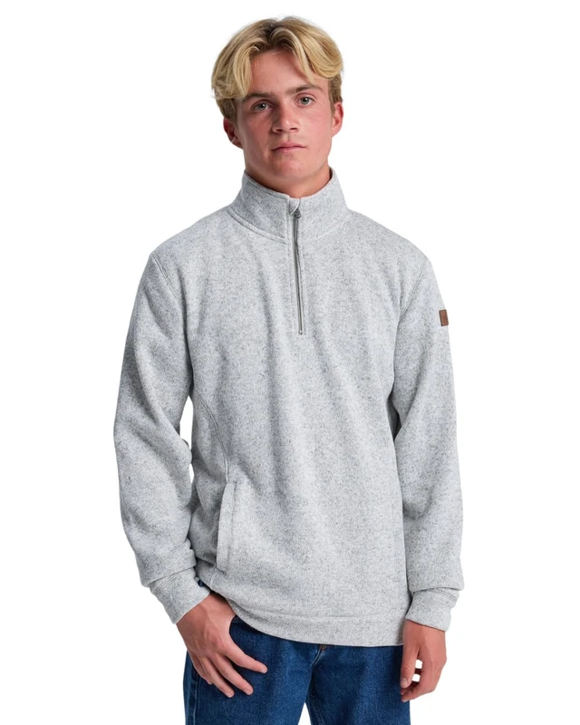 Quiksilver Fleece sweater KELLER 1/4 ZIP Men's Grey L