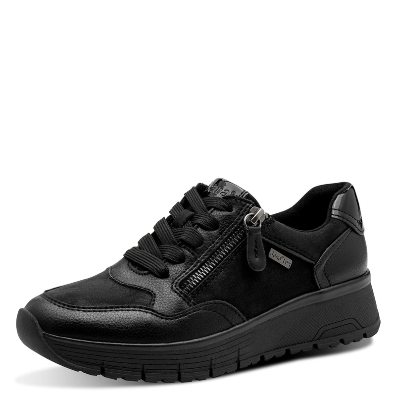 Jana Women’s Flat Sneakers with Laces Vegan, Black Uni, 7,5 UK