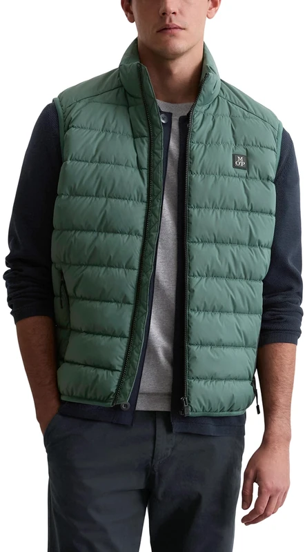 Marc OߴPolo Men's Lightweight Quilted Gilet with Stand Collar, Green (Nottingham Forest), L