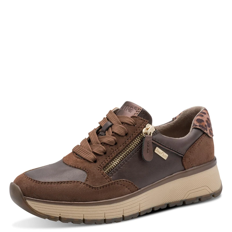 Jana Women’s Flat Sneakers with Laces Vegan, Mocca Comb, 4 UK