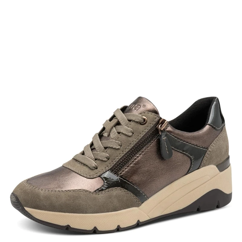 Jana Women’s Wedge Sneakers with Zip Vegan, Taupe Comb, 6,5 UK - Image 1