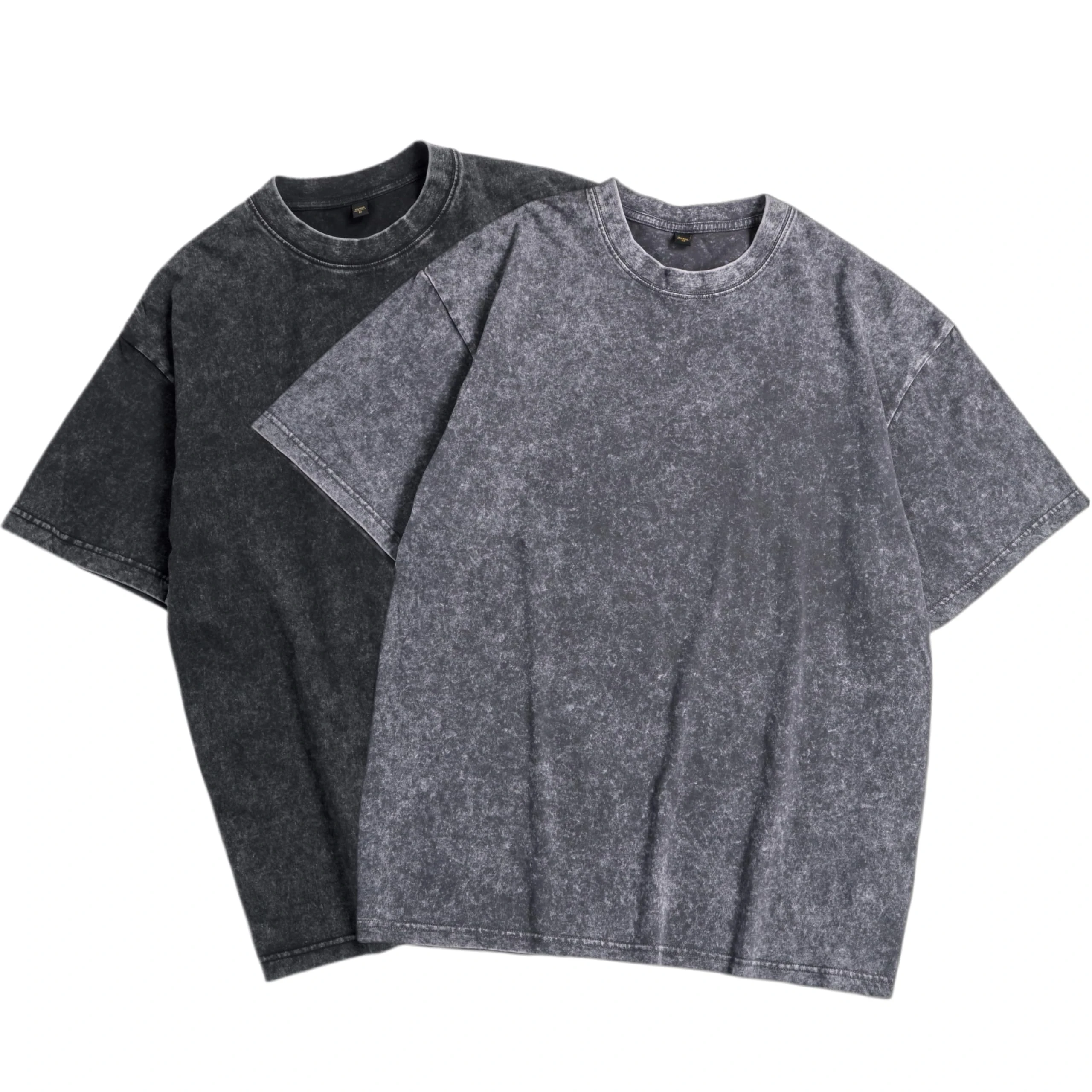 SAN Platina Oversized T Shirt Men Women,Vintage Heavyweight Cotton Tshirt,Basic Crew Neck,2 Pack Grey Black T-Shirts(XL)
