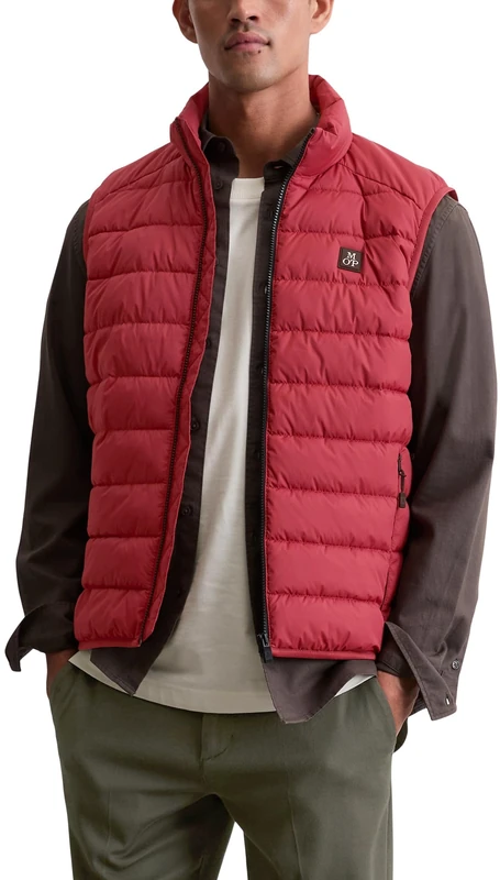 Marc OߴPolo Men's Lightweight Quilted Gilet with Stand Collar, Red (Light Carmine), 3XL