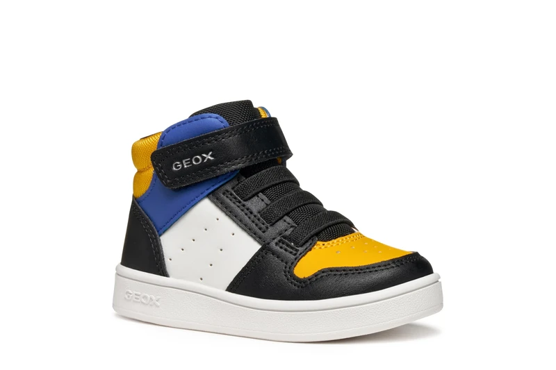 Geox B ECLYPER BOY Sneaker, Black/DK Yellow, 7.5 UK Child