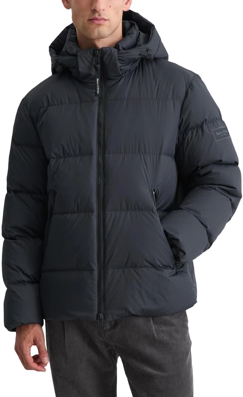 Marc OߴPolo Men's Regular Fit Down Jacket with Detachable Hood, Blue (Dark Navy), XXL