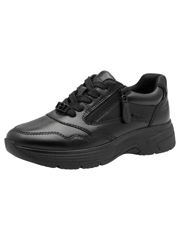 Tamaris Comfort Women’s Flat Sneakers with Zip Water-Repellent, Black Nap Uni, 8 UK