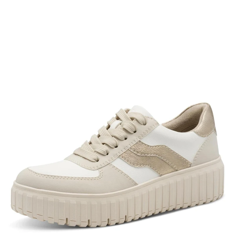 Jana Women’s Platform Sneakers with Zip Vegan, Beige Comb, 5 UK