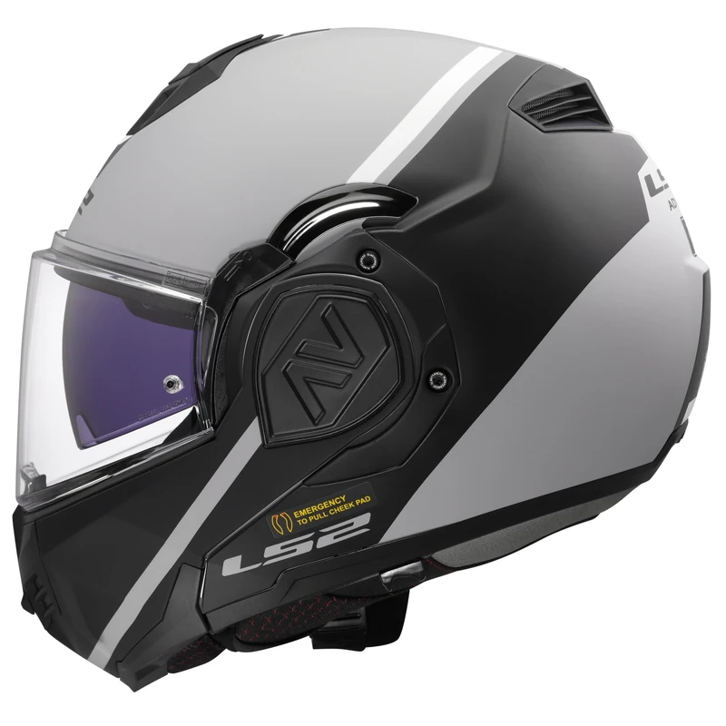 LS2, Modular Motorcycle Helmet ADVANT SWIPE Matt Grey Black, XS