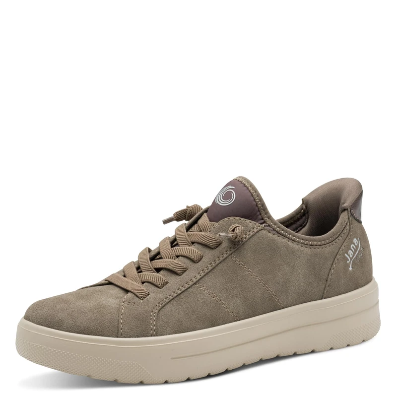 Jana Women’s Step-in Sneakers Lightweight Flexible Slip-On Vegan, Stone, 4 UK