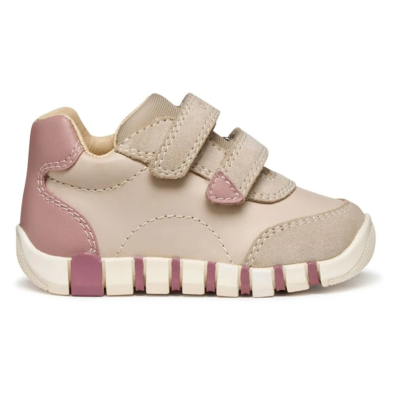 Geox Baby B IUPIDOO Girl First Walker Shoe, Papyrus/LT Rose, 6 UK Child