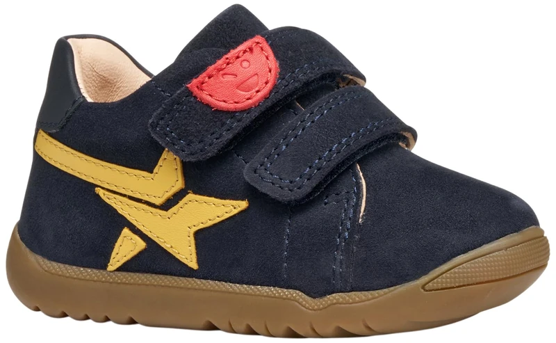 Geox Baby B MACCHIA BOY First Walker Shoe, Navy/Ochre, 7 UK Child