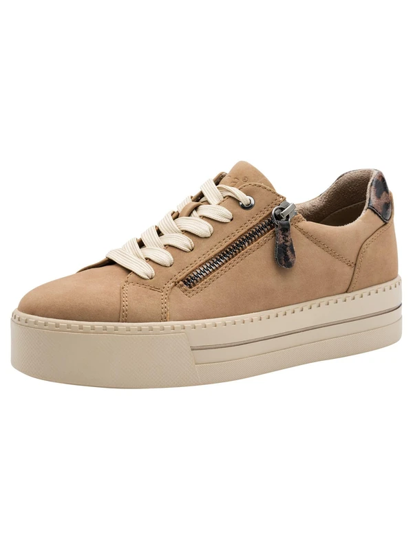 Jana Women’s Platform Sneakers with Zip Vegan, Taupe, 6,5 UK